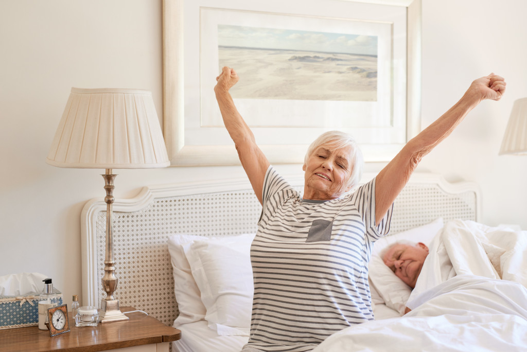 senior woman stretching