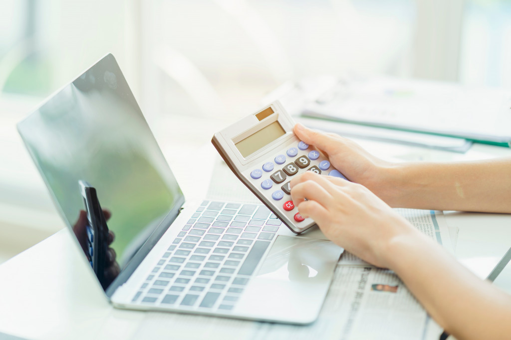 calculator and laptop