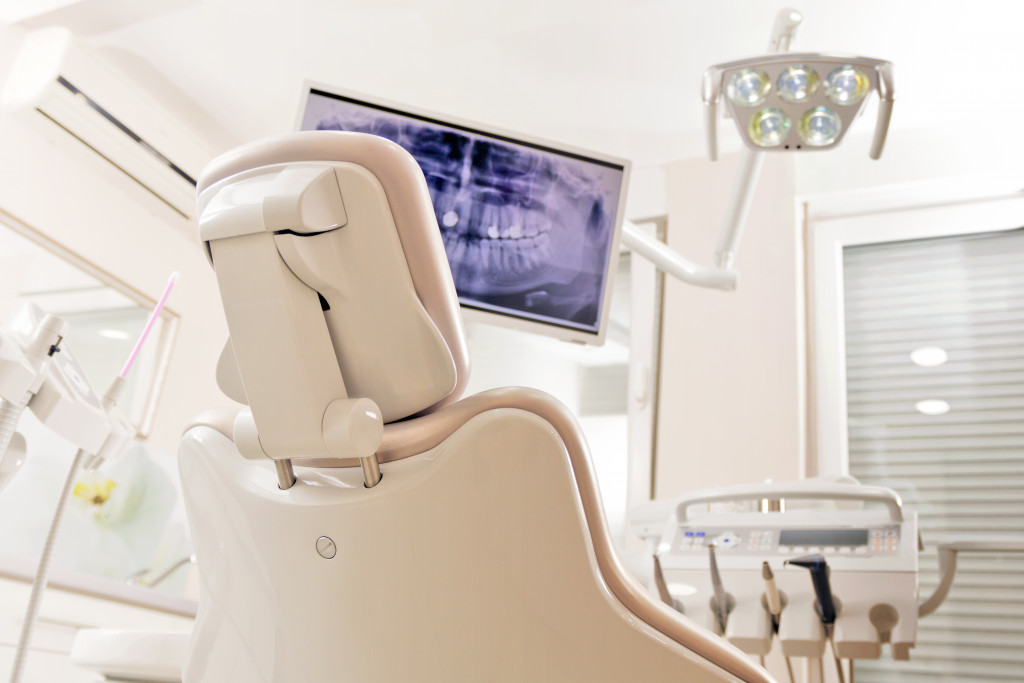 dental clinic showing an xray in front of the dental chair