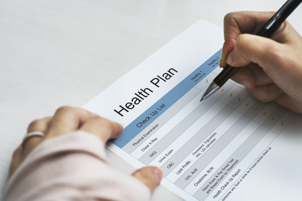 An annual health plan list