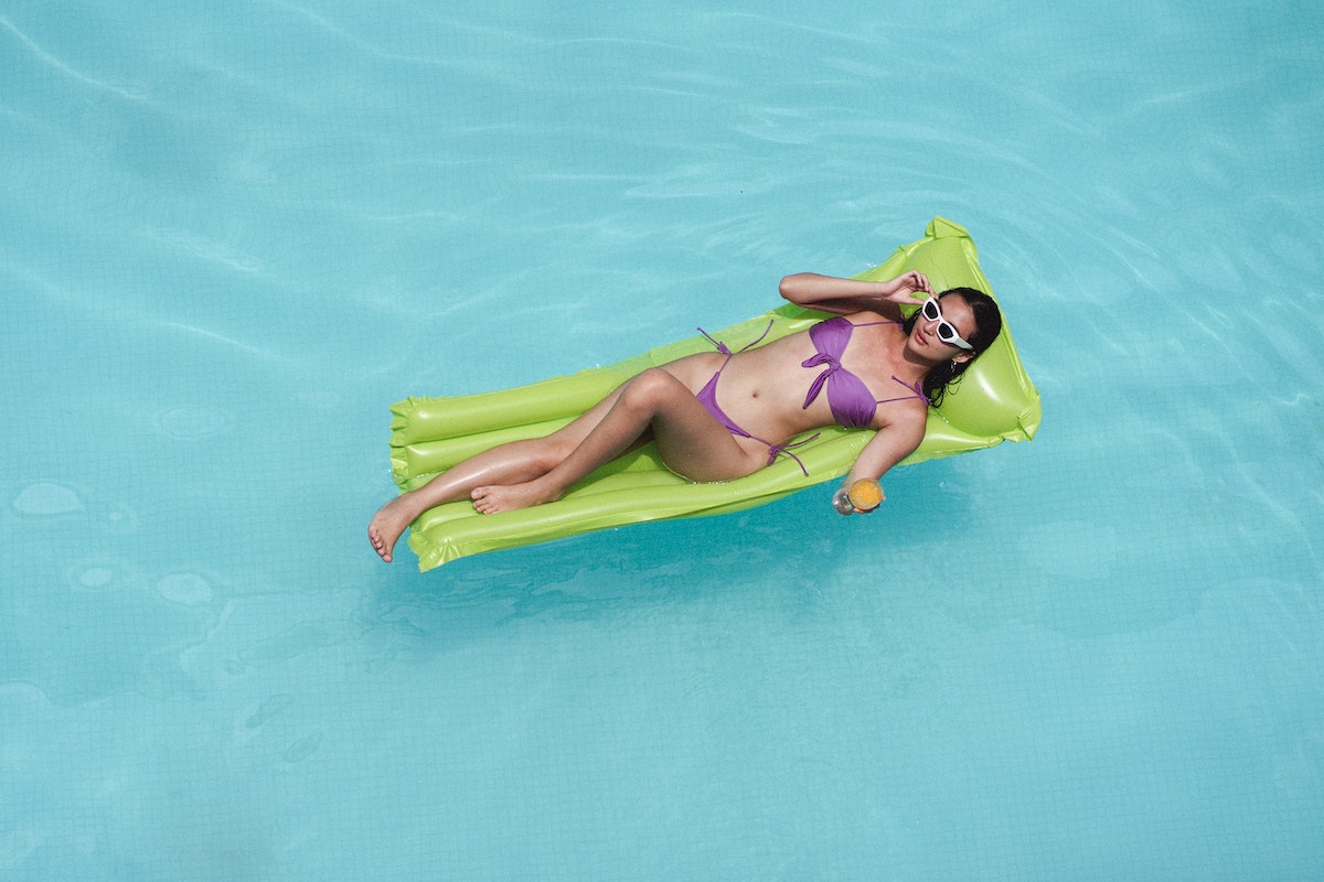 woman on pool